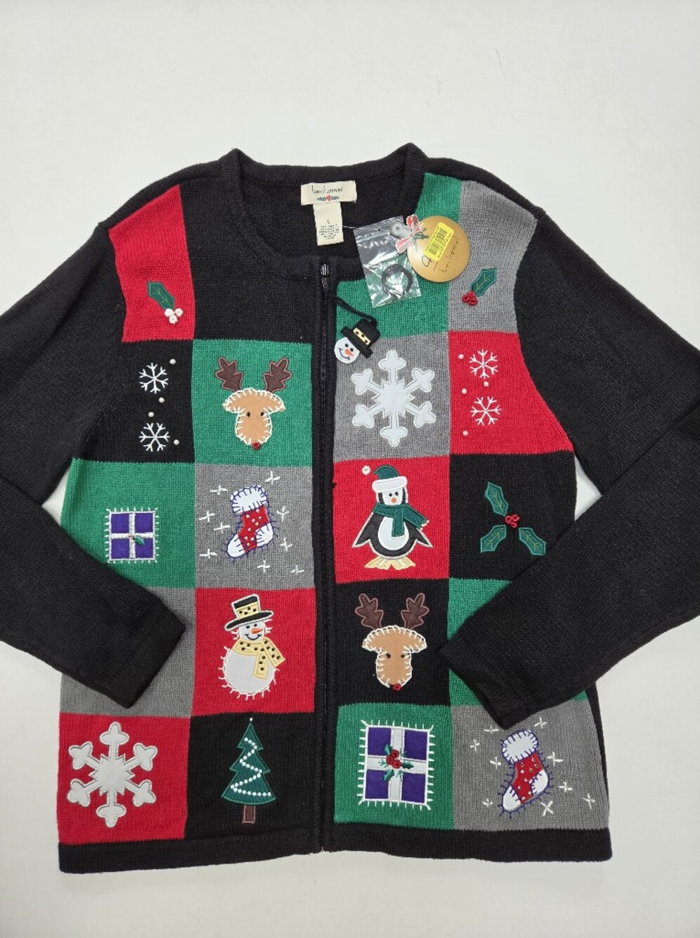 VTG Deadstock Bechamel christmas holiday festive sweater ramie cotton NWT sz L